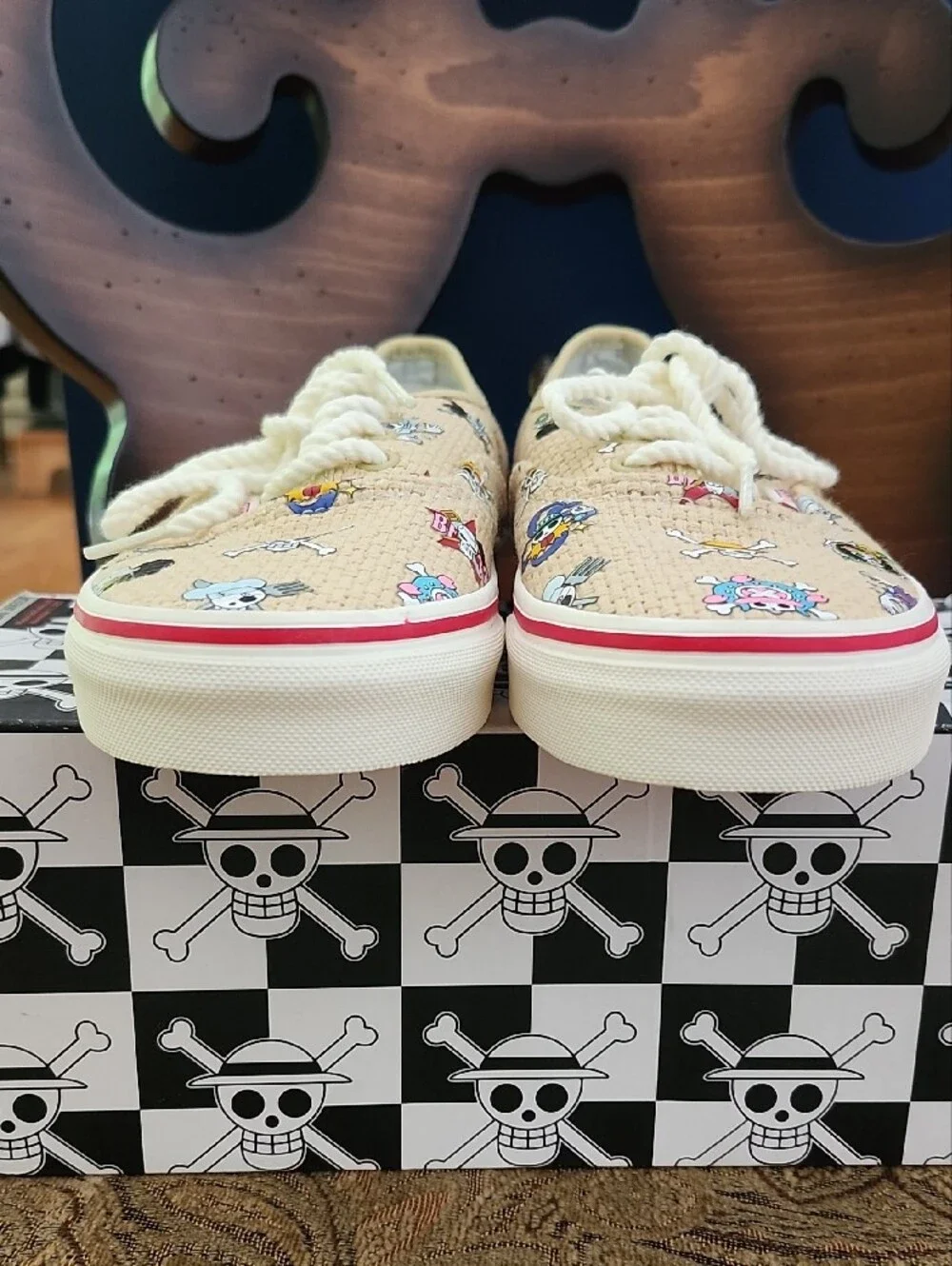 🏴‍☠️ NIB Vans x One Piece Authentic 'Straw Hat' Sneakers Size Men 5.5 / Women 7